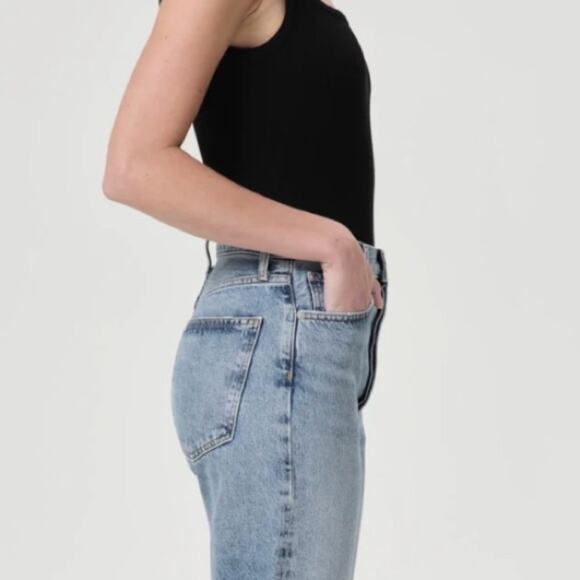 AGOLDE *Altered* 90's Pinch Waist High Rise Straight Cut Off Shorts Navigate 28 - Picture 4 of 16